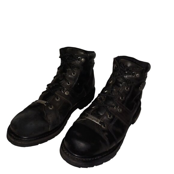 Harley-Davidson Mens Black Leather Ruskin Lace-Up Motorcycle Boots Size 11.5 M - Picture 1 of 15